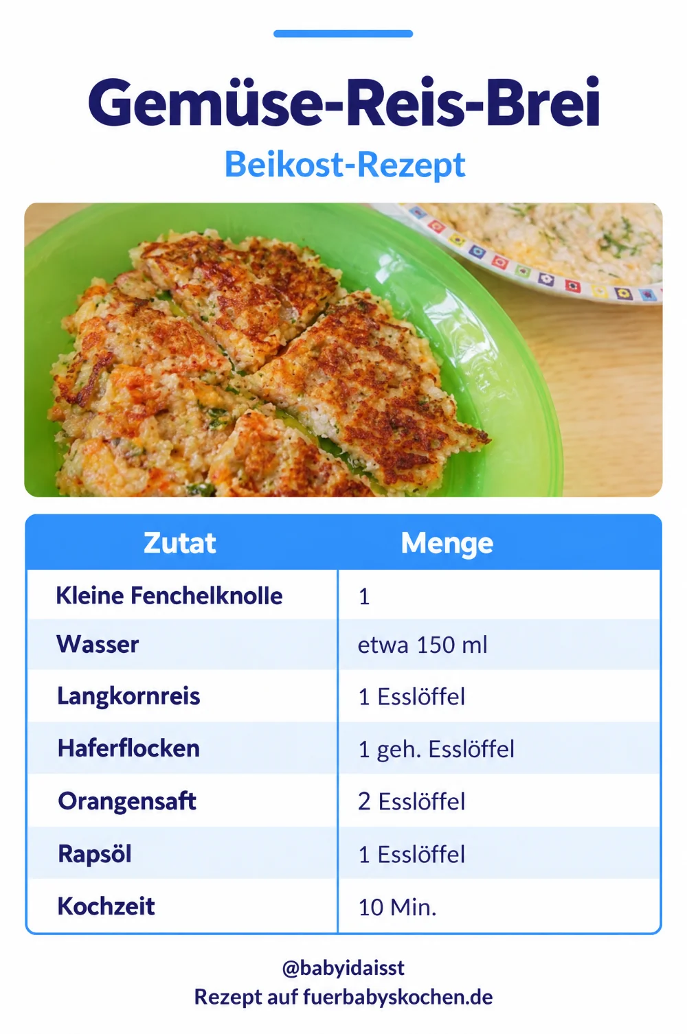 Rezept Gemüse-Reis-Brei für Babys: Zutaten und Mengen