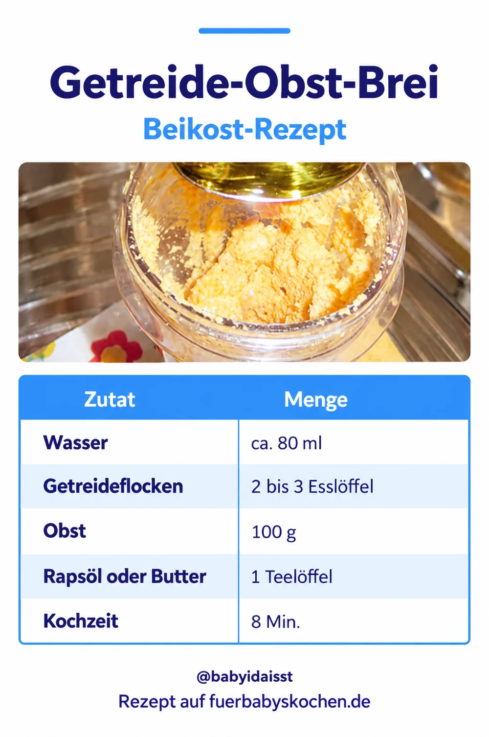 Rezept Getreide-Obst-Brei für Babys: Zutaten und Mengen