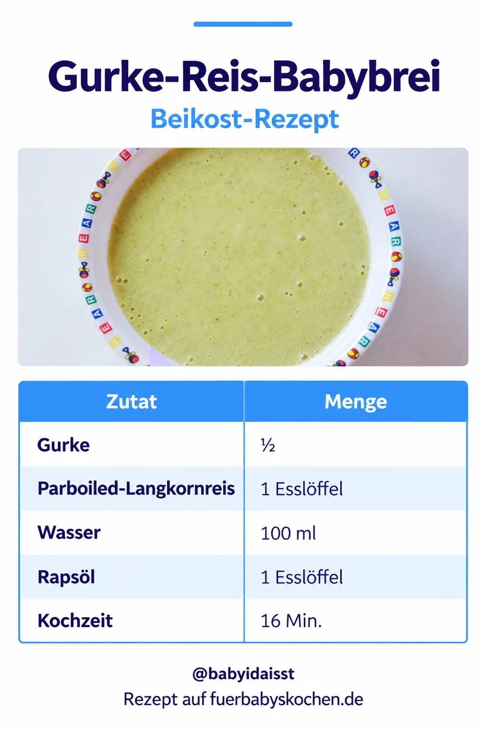 Rezept Gurke-Reis-Brei für Babys: Zutaten und Mengen