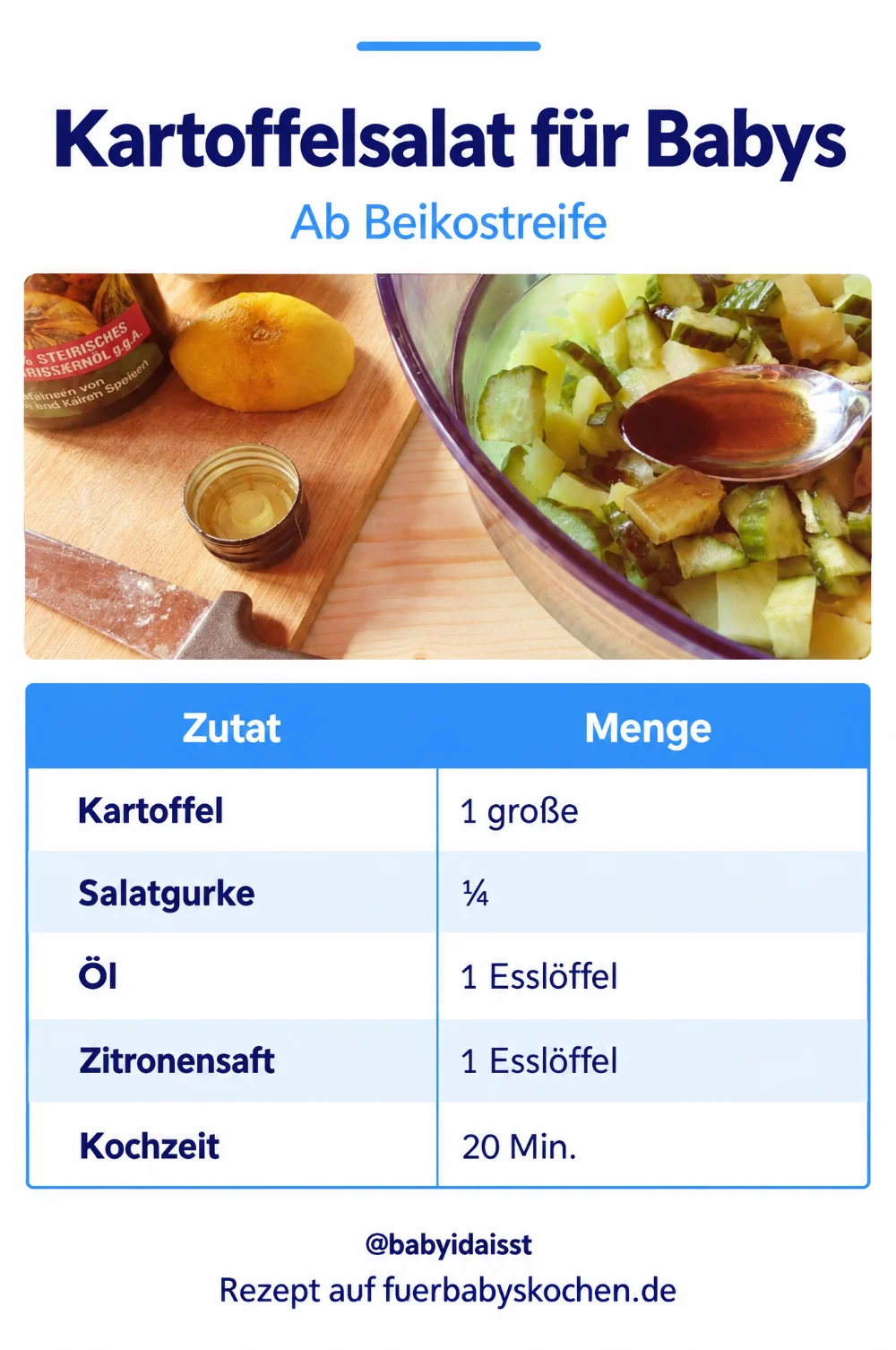 Rezept Kartoffelsalat für Babys: Zutaten und Mengen